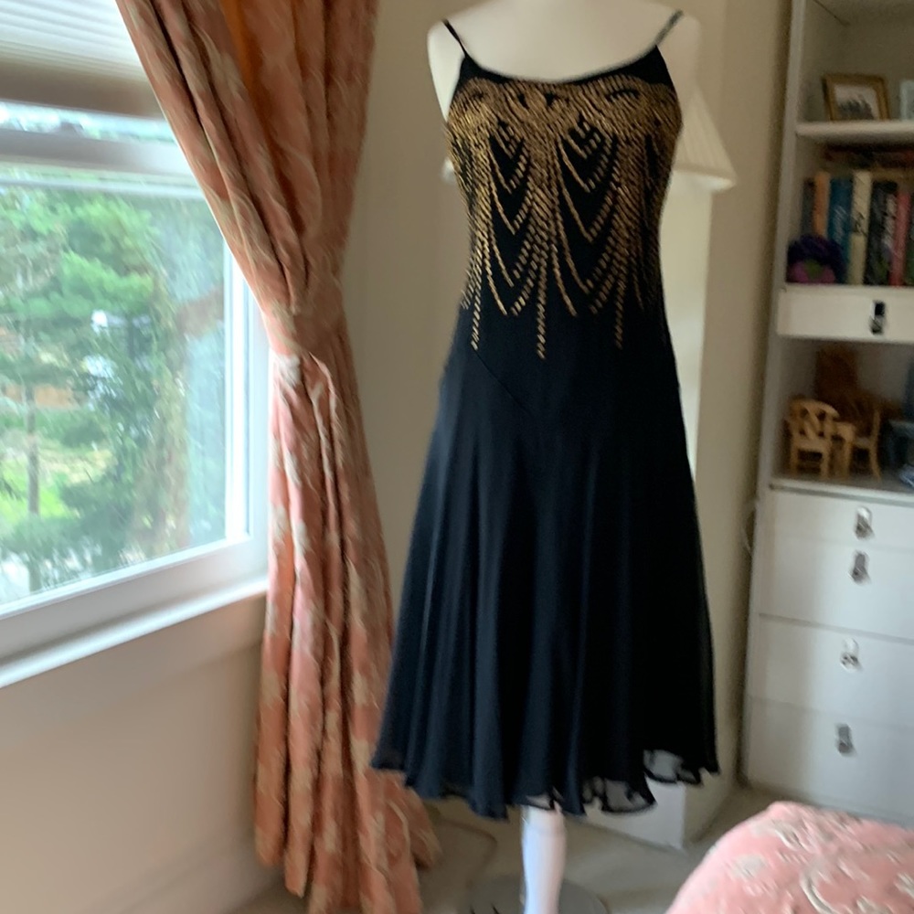 60’s vintage black chiffon cocktail dress